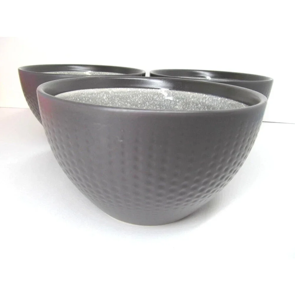 Mikasa Maddox Set Of 3 Textured Gray 5 7/8